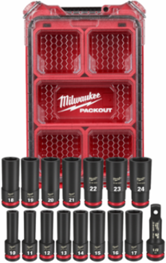 16PC SHOCKWAVE Impact Duty Socket Set 1/2 Inch Drive, Chrome Molybdenum Steel