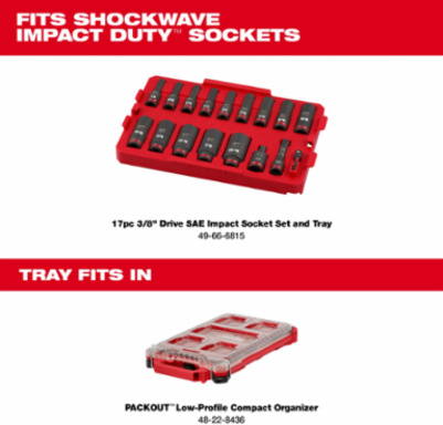 SHOCKWAVE Impact Duty Socket Tray 3/8 Inch Drive, Red, Durable Plastic, 11.693 Inch Length