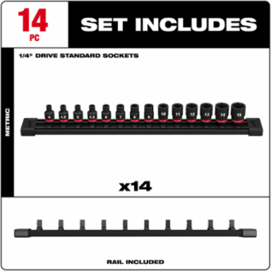 14PC SHOCKWAVE Impact Duty Metric Socket Set, 1/4 Inch Drive, Forged Steel