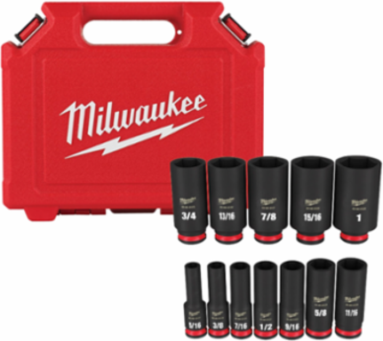SHOCKWAVE Impact Duty 12PC 3/8 Inch Drive SAE Deep 6 Point Socket Set