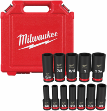 12PC SHOCKWAVE Impact Duty 1/2 Inch Drive SAE Deep 6 Point Socket Set