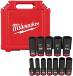 12PC SHOCKWAVE Impact Duty 1/2 Inch Drive SAE Deep 6 Point Socket Set