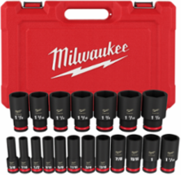 SHOCKWAVE Impact Duty 19PC 1/2 Inch Drive SAE Deep Socket Set, Forged Steel