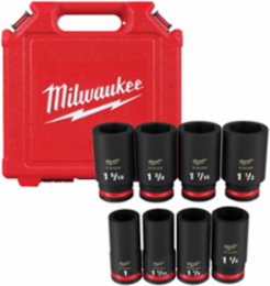 8PC SHOCKWAVE Impact Duty 3/4 Inch Drive SAE Deep Socket Set, 6 Point, Forged Steel