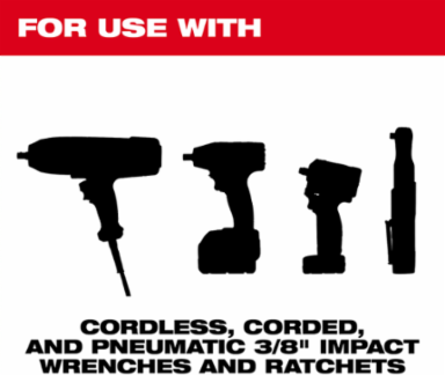 8PC SHOCKWAVE Impact Duty 3/8 Inch Drive SAE Deep 6-Point Socket Set