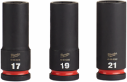 SHOCKWAVE Impact Duty 1/2 Inch Drive Metric Deep Socket Set, 3-Piece, Forged Steel