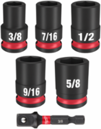 SHOCKWAVE 6PC Impact Duty 3/8 Inch Drive SAE Socket Set, Forged Steel