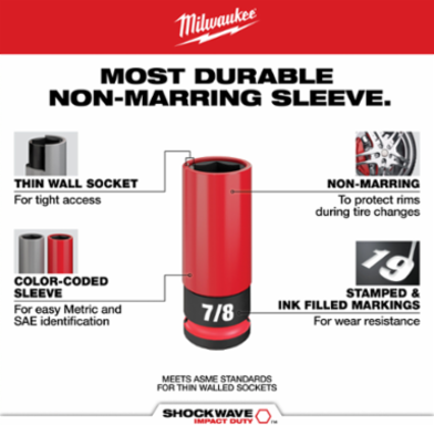 SHOCKWAVE Impact Duty 1/2 Drive 13/16 Inch Lug Nut Socket, 6 Point