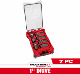 SHOCKWAVE Impact Duty 1" Drive 7PC Socket Set with PACKOUTTM Organizer, Forged Steel