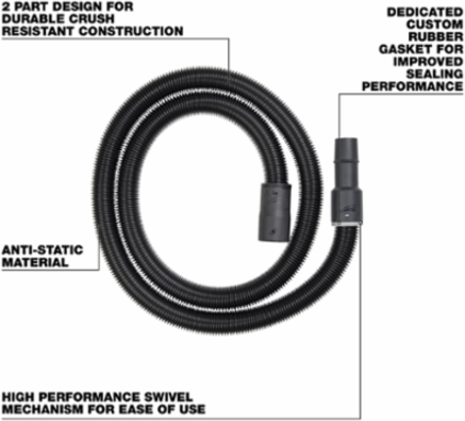 1-7/8 Inch x 9 Foot Flexible Hose with Swivel Cuff and Anti-Static Material