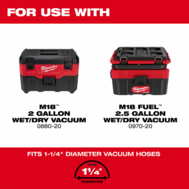 1-1/4 Inch x 2 to 6 Foot Expandable Hose, Plastic Material, Compatible with Vacuums