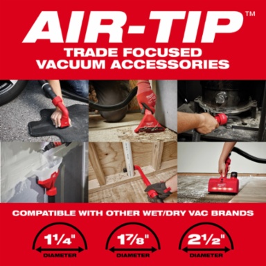 AIR-TIPTM 3-Piece Automotive Vacuum Tool Kit, 2.5 Inch Nozzle, Red/Black Bag