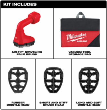 AIR-TIPTM Swiveling Palm Brush, 2.5 Inch Inlet, 0.386 lbs Weight, 3 Interchangeable Heads