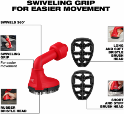 AIR-TIPTM Swiveling Palm Brush, 2.5 Inch Inlet, 0.386 lbs Weight, 3 Interchangeable Heads