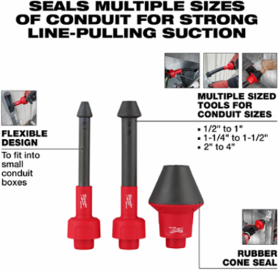 AIR-TIPTM Conduit Line Puller Kit, 1/2"-4" Tip Sizes, Rubber Cone Seal