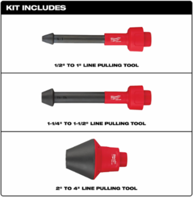 AIR-TIPTM Conduit Line Puller Kit, 1/2"-4" Tip Sizes, Rubber Cone Seal