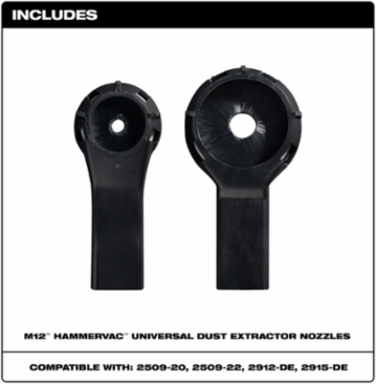 M12 HAMMERVAC Universal Dust Extractor Nozzles, 5/8 Inch & 1-1/4 Inch