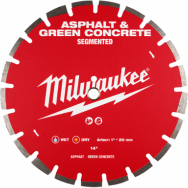 14 Inch Asphalt & Green Concrete Segmented Diamond Blade, 4.8 lbs, 1 Inch Arbor