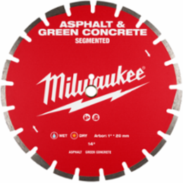 14 Inch Asphalt & Green Concrete Segmented Diamond Blade, 4.8 lbs, 1 Inch Arbor