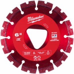 Red 6 Inch Diamond Blade for Green Concrete, .100 Inch Thickness