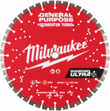 14 Inch Diamond Ultra Segmented Turbo Blade - Cuts Concrete & Brick, 5500 RPM