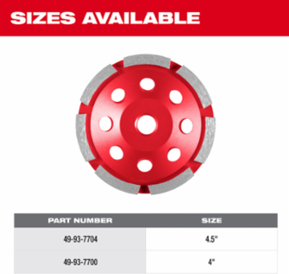 4-1/2" Single Row Diamond Cup Wheel
