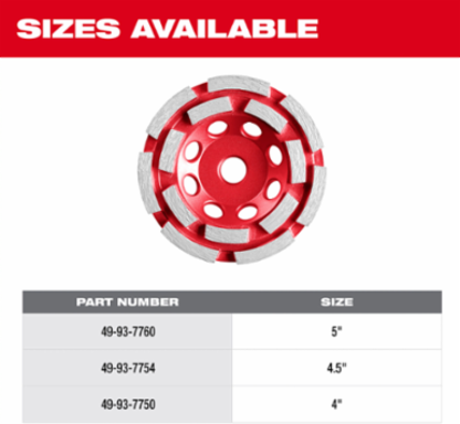 4-1/2" DIAMOND MAX™ Double Row Diamond Cup Wheel