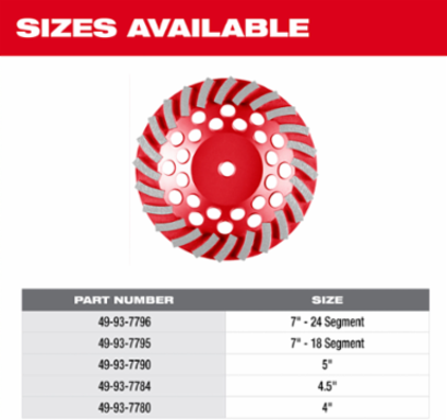 7" DIAMOND MAX™ Turbo Diamond Cup Wheel - 24 Segment