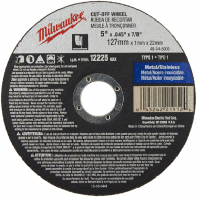 5 Inch x .045 Inch x 7/8 Inch Cut-Off Wheel A60T Type 1 for Metal Cutting