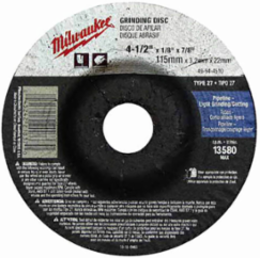5 Inch Grinding Wheel A30S Type 27, 1/8 Inch Thickness, 7/8 Inch Arbor