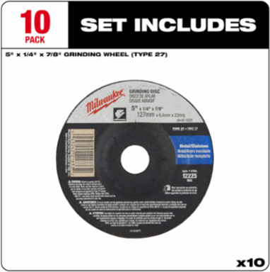 5 Inch x 1/4 Inch Type 27 Grinding Wheel, Coarse, 7/8 Inch Arbor