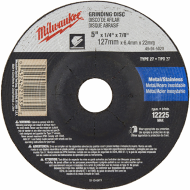 5 Inch x 1/4 Inch Type 27 Grinding Wheel, Coarse, 7/8 Inch Arbor