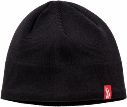 Black Fleece Lined Knit Beanie Hat, One Size Fits Most