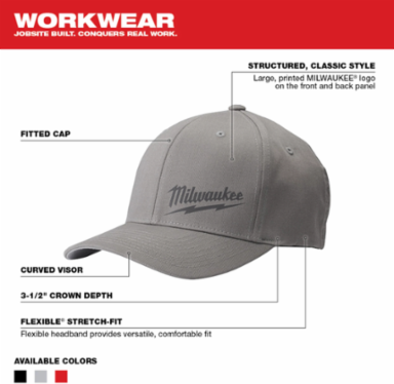 FlexFit Fitted Hat - Gray L/XL, 3-1/2 Inch Crown Depth, 63% Polyester
