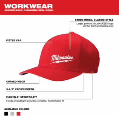 FlexFit Fitted Hat - Red, Small/Medium, 3-1/2 Inch Crown Depth