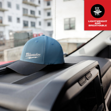WORKSKINTM Performance Fitted Hat - Blue, Size Small/Medium, Moisture Wicking, UPF 50