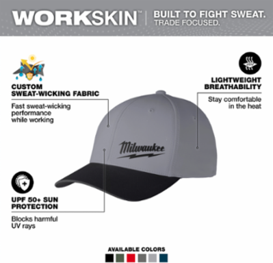 WORKSKINTM Performance Fitted Hat Dark Gray - Lightweight, Moisture Wicking, UPF 50