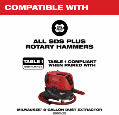 HAMMERVAC™ Vacuum Assisted Dust Extractor, 17 Inch Length, 2.5 Inch Diameter