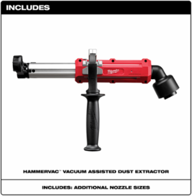 HAMMERVAC™ Vacuum Assisted Dust Extractor, 17 Inch Length, 2.5 Inch Diameter