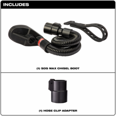 SDS Max Chisel Boot with Hose Clip Adapter, Compatible with 1-1/8 Inch Chisels