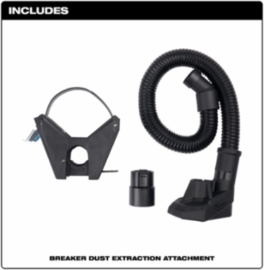 Breaker Dust Extraction Attachment for 1.5 Inch Inlet, 35 Inch Length, OSHA Compliant