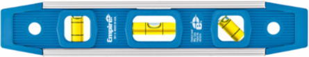 9 Inch Magnetic Torpedo Level, Aluminum Frame, 3 Vials, 0.625 Inch Depth