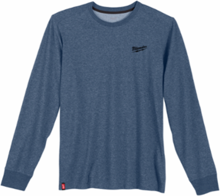 FREEFLEXTM Long Sleeve Work Tee - Blue XL, UPF 50, Cotton/Polyester Blend