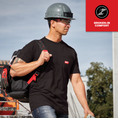 GRIDIRON™ Short Sleeve Pocket T-Shirt, Black, 6 oz Cotton/Polyester Blend