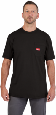 GRIDIRON™ Short Sleeve Pocket T-Shirt, Black, XL, 6 oz Cotton/Polyester Blend