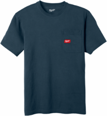 GRIDIRONTM Short Sleeve Pocket T-Shirt, Blue, XL, 6 oz Cotton/Polyester Blend