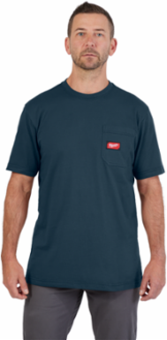 GRIDIRONTM Short Sleeve Pocket T-Shirt, Blue, XL, 6 oz Cotton/Polyester Blend