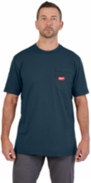 GRIDIRONTM Short Sleeve Pocket T-Shirt, Blue, XL, 6 oz Cotton/Polyester Blend