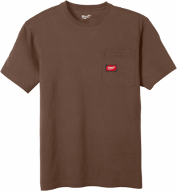 GRIDIRON™ Short Sleeve Pocket T-Shirt, Brown, 6 oz Cotton/Polyester, Anti-Odor