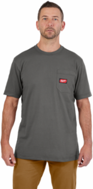 GRIDIRON™ Pocket T-Shirt - Short Sleeve Gray, 6 oz Cotton/Polyester Blend
